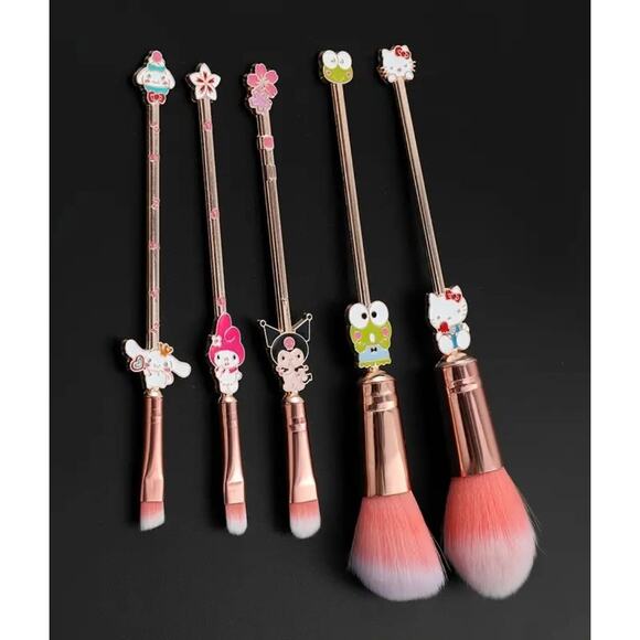 Hello Kitty Kuromi Brush Set Foundation Blending Conceal Eyebrow Powder + Pouch - Picture 1 of 10